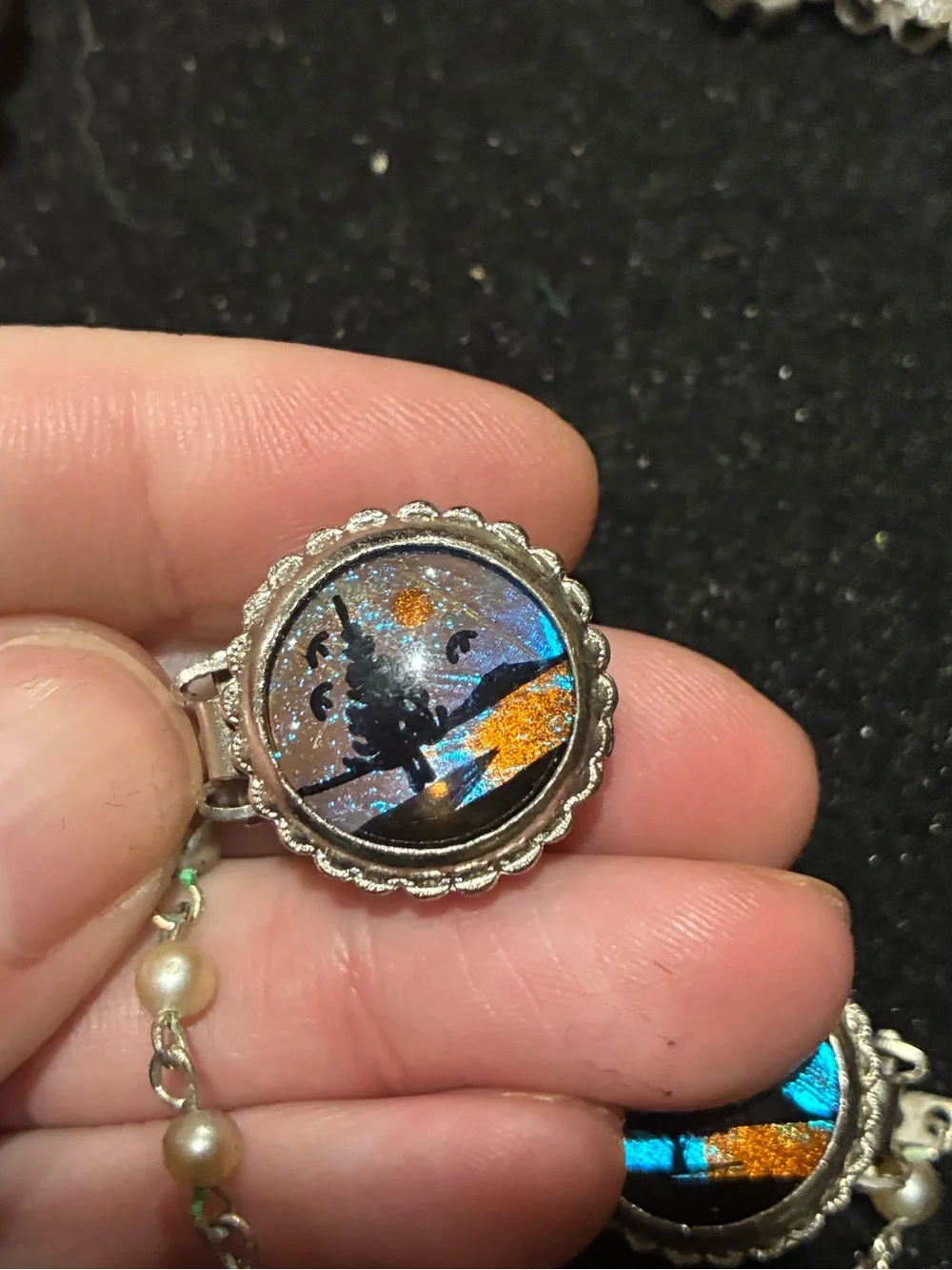 Antique Art Deco Morpho Butterfly Wing Sweater Clip